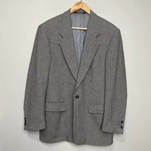 Barcelino Patterned San Francisco Single Breasted Blazer Black Cream 42R